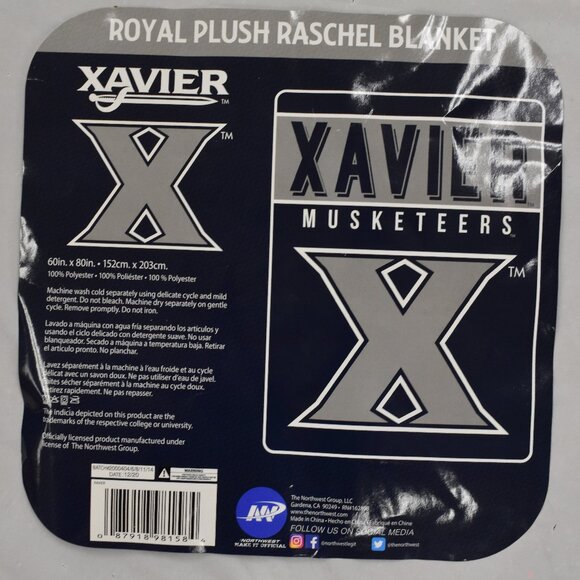 NCAA Xavier Musketeers Royal Plush Raschel Blanket New 60" x 89” - Picture 5 of 9